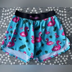 CHICKNLEGS Men’s or Women's Pink Flamingo Athletic Running Shorts Medium